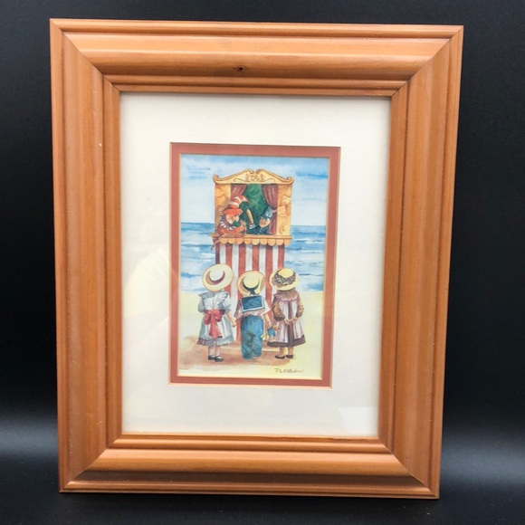 Vintage Punch And Judy By Faye Whittaker Framed Print Wall Art - Picture 1 of 6